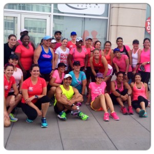 The South Loop runners wore pink to support one of friends, Kirsten who was recently diagnosed with breast cancer. 